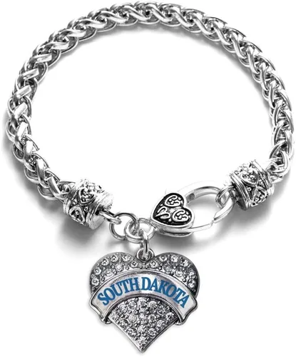 Vista 147 de Pulsera de plata con dije de corazón pavé con joyas de circonita cúbica