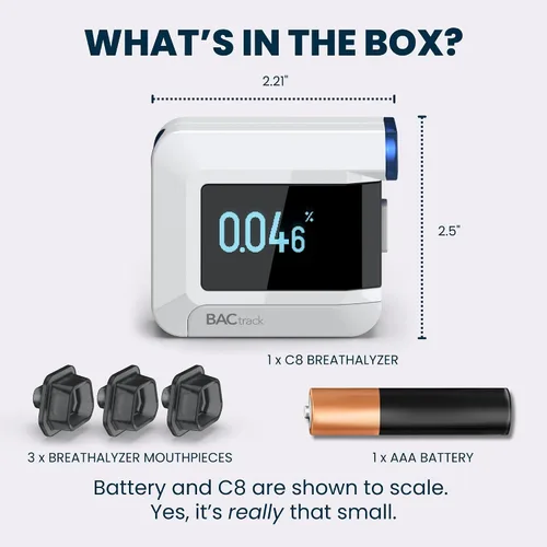 Vista 6 de BACtrack Alcoholímetro C8 Precisión de grado profesional Conectividad inalámbrica opcional para teléfonos inteligentes Compatible