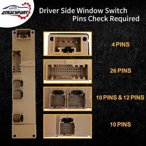 Vista 8 de Interruptor maestro de ventana eléctrica con bloqueo de puerta delantero lado del conductor con interruptor de espejo y módulo Reemplazo