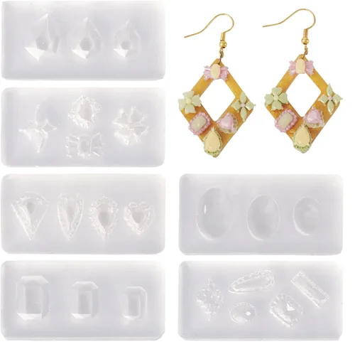 Vista 15 de Craftdady Molde de silicona con gemas de cabujón de 10 cavidades, molde de fundición de resina ovalada para resina epoxi UV, bricolaje