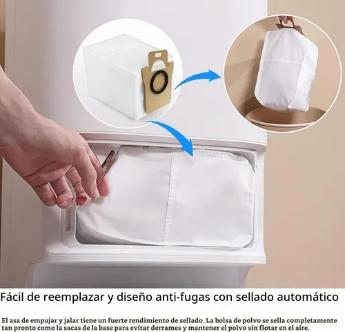 Vista 6 de 12 bolsas de polvo de repuesto para aspiradoras robot Dreame D10 Plus RLS3D / D10s Plus / Z10 Pro, gran capacidad de 3 litros de sellado automático