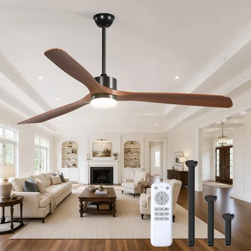 Vista 18 de addlon Ventiladores de techo de madera maciza de 42 pulgadas con luces