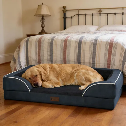 Vista 21 de Camas ortopédicas para perros grandes, cama de espuma viscoelástica impermeable para mascotas grandes con lados 89x56 cm, sofá para perros grandes