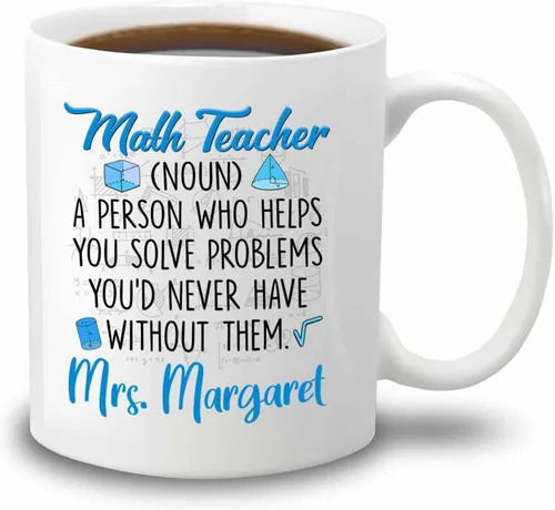 Vista 8 de Taza de cerámica blanca personalizada con nombre "A Day Without Math Is Like Just Kidding I Have No Idea", taza de café personalizada