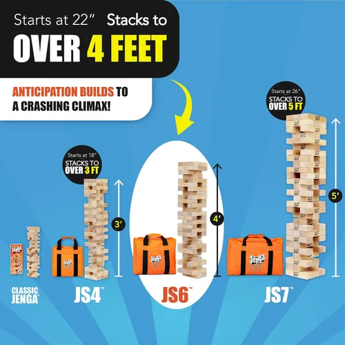Vista 3 de Jenga Gigante - Bloques de madera dura - Se apilan hasta más de 4 pies - Licencia oficial - JS6