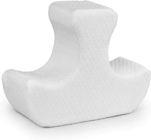 Vista 7 de Almohada de espuma viscoelástica para dormir, diseño único patentado, combina la función de la almohada de rodilla y almohada de media luna