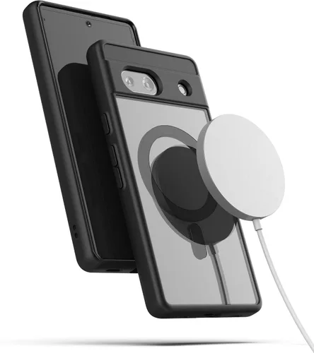 Vista 2 de ENCASED Funda magnética para Google Pixel 7a (2023) compatible con carga y accesorios MagSafe, transparente/negro (PIXEL-7A 2023)