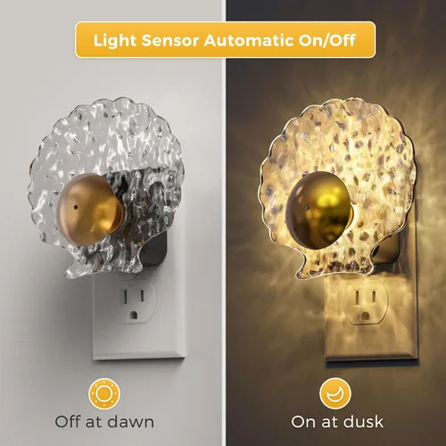 Vista 3 de L LOHAS LED - Luz nocturna de concha, luces nocturnas enchufables en la pared, luces nocturnas regulables enchufables con sensor de luz, 0-100LM
