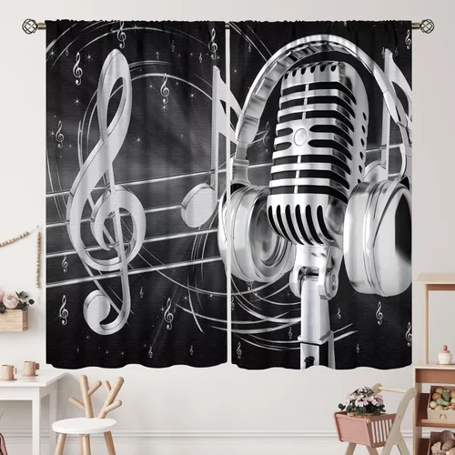 Vista 51 de Cortinas de jazz para mujer americana, estilo grunge, estilo grunge, con bolsillo para barra, para dormitorio, sala de estar, decoración