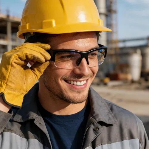 Vista 6 de 5BC gafas de seguridad Bluetooth para trabajo, audio inteligente, gafas con auriculares y micrófono, lente transparente