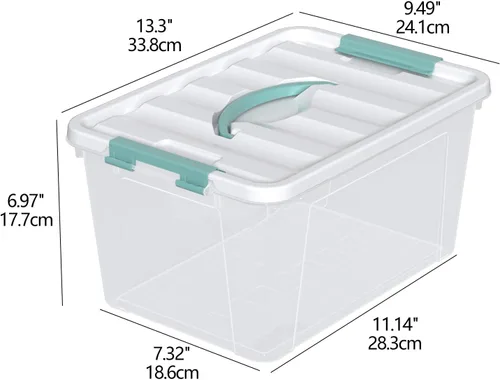 Vista 5 de Paquete de 6 cajas de plástico con asa, contenedor de almacenamiento