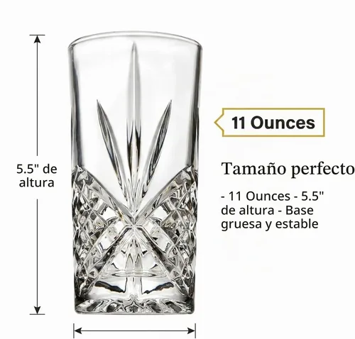 Vista 5 de Godinger Dublín - Juego de 12 vasos de alta copa de cristal