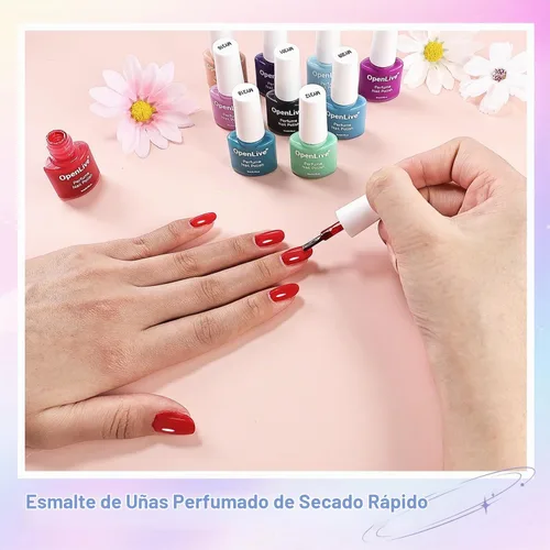 Vista 4 de OpenLive Juego de esmaltes de uñas de perfume de 32 colores, rojo, rosa y verde, juego de esmalte de uñas de secado rápido para mujeres, salón