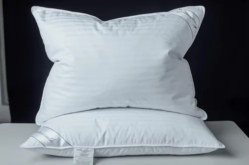 Vista 2 de Mezcla de plumas de ganso con almohadas de cama de poliéster, 100% algodón, soporte suave medio, paquete estándar de 1, rayas blancas