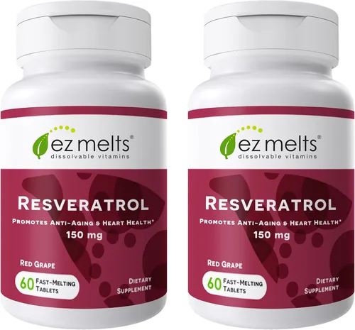 Vista 9 de EZ Melts Suplemento de resveratrol soluble 150 mg, sin azúcar, suministro de 1 mes - 1 paquete