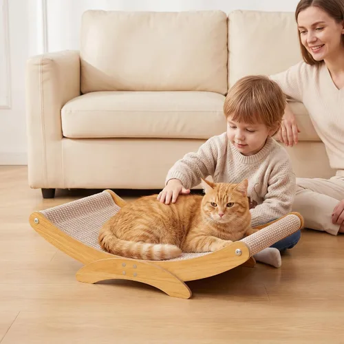 Vista 8 de Cama rascador para gatos de interior, tabla rascador grande de sisal