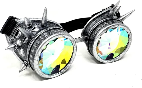 Vista 16 de Mad Scientist Time Traveler Steampunk - Gafas de disfraz de Halloween para mujeres y hombres Espiga de oro