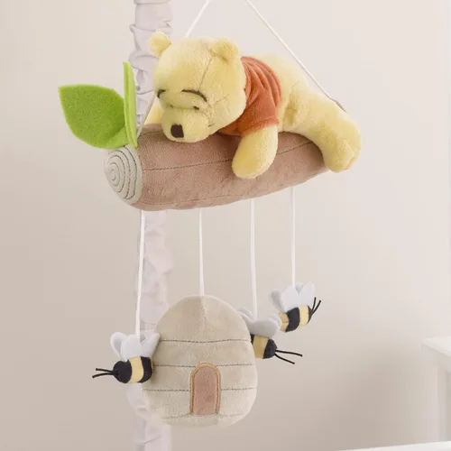 Vista 3 de NoJo Disney Winnie The Pooh Hugs and Honeycombs - Móvil musical de peluche con colmena de abejas, abejas, oso Pooh y rama de árbol