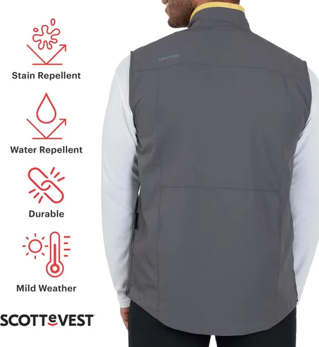 Vista 3 de SCOTTeVEST El mejor chaleco de viaje para hombre, 26 bolsillos ocultos, repelente al agua para viajes y más