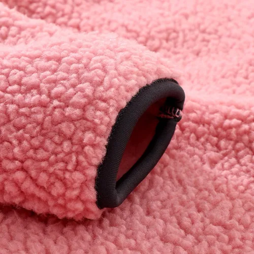 Vista 4 de TBUIALL Chaqueta de invierno de manga larga para niños y niñas, forro polar sólido con capucha y cremallera, abrigo grueso y cálido para niños