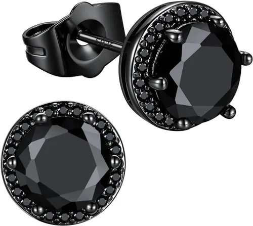 Vista 28 de Richsteel Aretes de circonita cúbica para hombre, postes de plata de ley Dorado Plateado