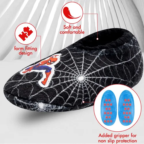 Vista 2 de Marvel Calcetines y pantuflas para niños con Spiderman, Capitán América, Iron Man y Vengadores, paquete de 2 y 3 unidades, pantuflas para niños
