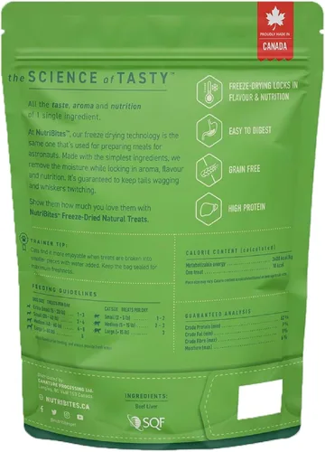 Vista 7 de Nutri Bites Golosinas de hígado de res liofilizado para perros y gatos Golosinas saludables para entrenamiento de mascotas o complemento de comida