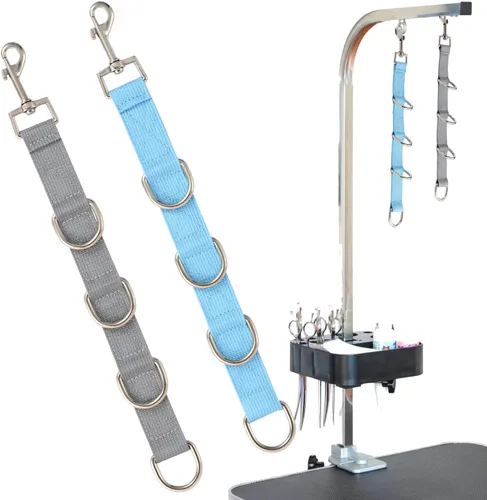 Vista 9 de Lazos de aseo para perros y mascotas, extensión de aseo para perros, 2 PCS correas extensoras para mesa de aseo, 4 anillos en D, lazo para salón