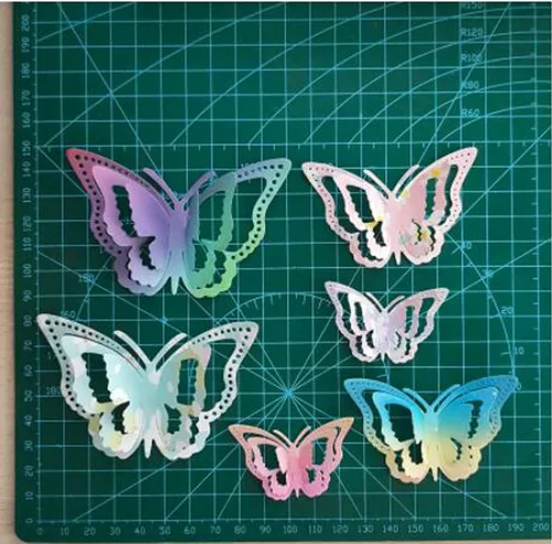 Vista 5 de 3 troqueles de metal de mariposa 3D, diseño de flores de primavera, marco de mariposa, plantillas de corte, plantillas de corte, álbumes