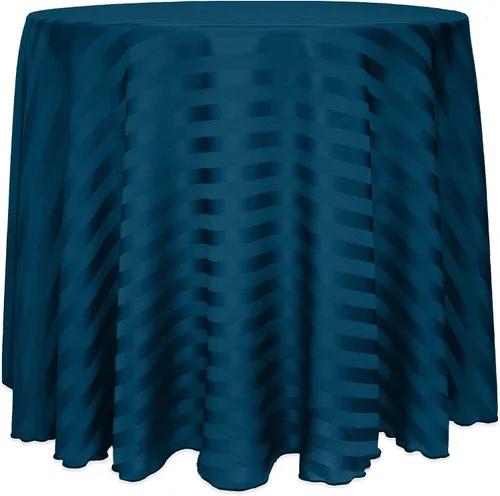 Vista 10 de ULTIMATE TEXTILE Mantel redondo de rayas satinadas de 84 pulgadas color marfil crema