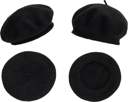 Vista 15 de INOGIH Boina francesa de mezcla de lana para mujer, gorro sólido elástico, boina cálida de invierno