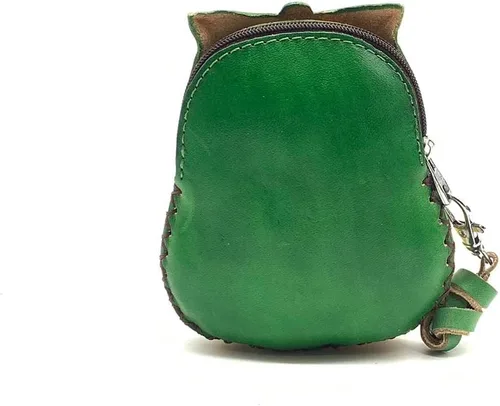 Vista 18 de Handmade Vintage Genuine Leather 3D Animal Owl Coin Purse with Removable Wrist Strap (Brown)