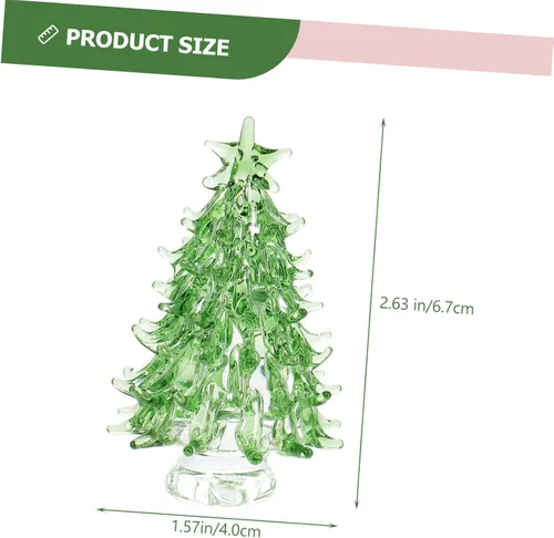 Vista 8 de Mini figura de árbol de Navidad, decoración de escritorio de cristal para alegría, diseño de árbol de Navidad iluminado para decoración festiva Verde
