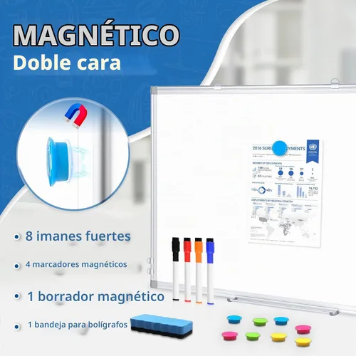Vista 4 de DOLLAR BOSS Pizarra magnética blanca, 30 x 20 pulgadas, pizarra de borrado en seco de doble cara Whiteboard