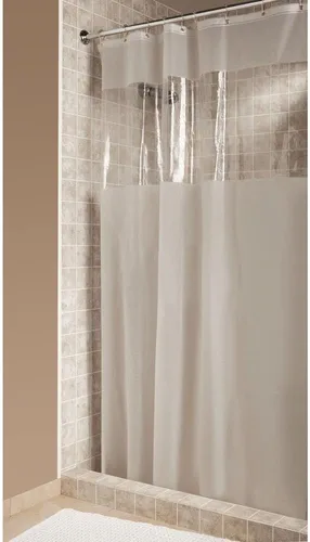 Vista 2 de InterDesign 26680 - Cortina de ducha de 72 pulgadas de ancho x 72 pulgadas de largo x 1/4 pulgadas de alto, vinilo transparente