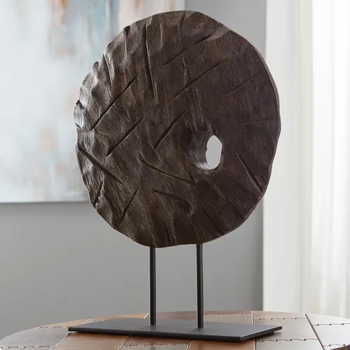 Vista 2 de Signature Design by Ashley Dashburn - Escultura casual de madera, color negro y marrón oscuro