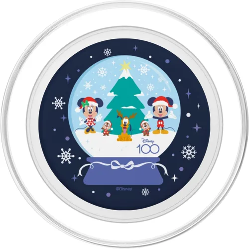 Vista 2 de Disney 100 PopSockets MagSafe PopGrip de Mickey Minnie Chip Dale Pluto Christmas SnowGlobe para iPhone