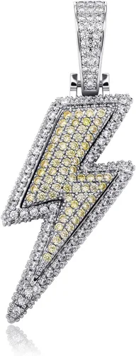 Vista 21 de JINAO Hip Hop - Colgante con diseño de rayo chapado en oro de 18 quilates con circonita cúbica con micropave de imitación de diamante para hombres