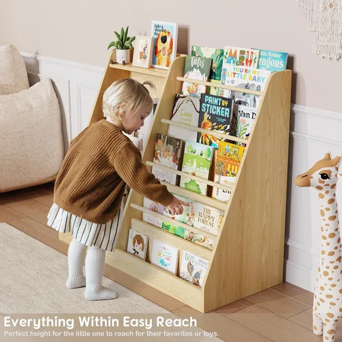 Vista 3 de Lkeiyay Estantería infantil de 5 niveles, estantería para bebés, almacenamiento de juguetes y libros para niños, estante de exhibición de libros