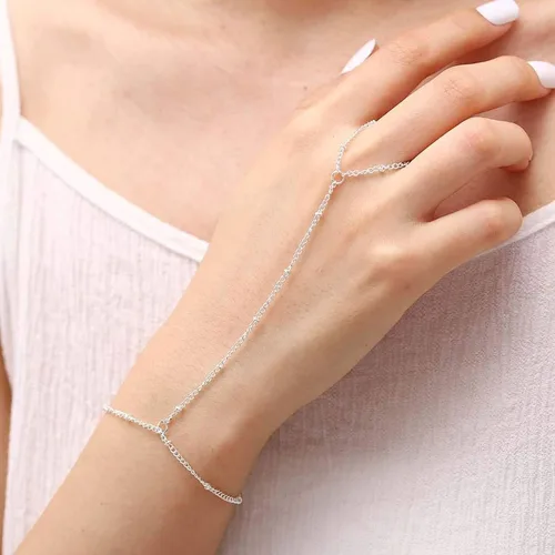 Vista 9 de Hand Chain Bracelet for Women Dainty Gold Bracelets Trendy Ring Bracelet Hand Chain Hand Jewelry Gifts for Women