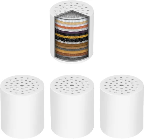 Vista 8 de Cartucho de repuesto universal para filtro de ducha, paquete de 4 filtros de cabezal de ducha de 20 etapas para agua dura, presurización