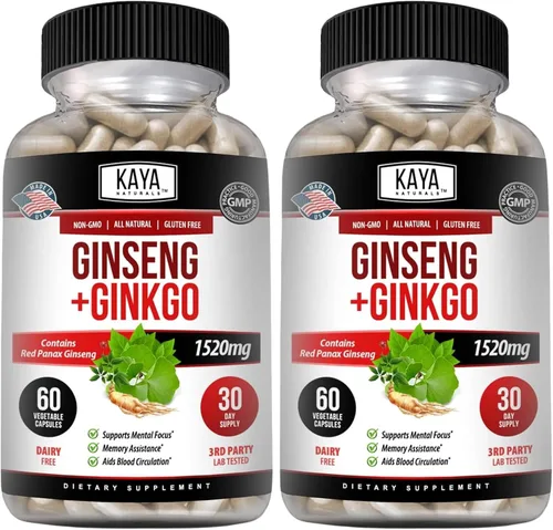 Vista 12 de Kaya Naturals Red Panax Ginseng + Ginkgo Biloba - Suplemento cerebral nootrópico - Apoyo cognitivo y de concentración - Suplemento de refuerzo