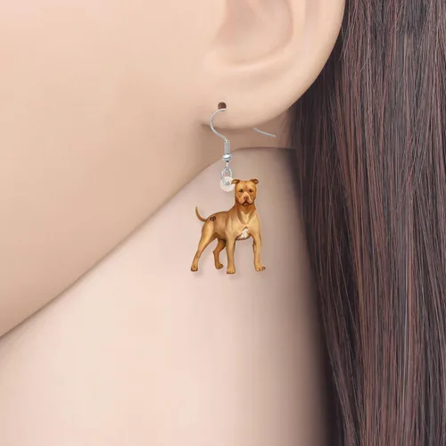 Vista 2 de BONSNY Aretes colgantes de acrílico, divertidos, adorables razas de perros, mascotas, hipoalergénicos, regalo de joyería para mujeres y niñas