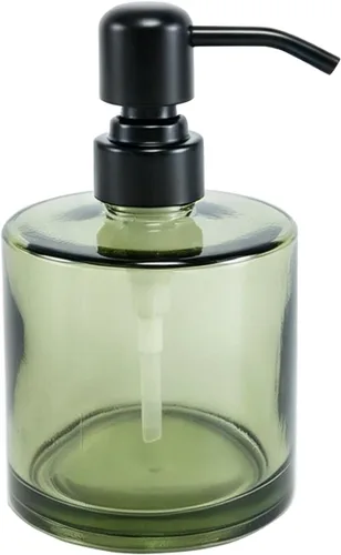Vista 8 de Dispensador de jabón de vidrio ámbar rectangular, bomba negra, 13.5 Botella ámbar con bomba negra
