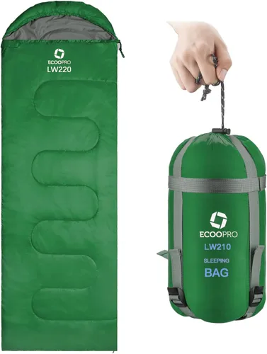 Vista 7 de ECOOPRO Saco de dormir para clima cálido, portátil, impermeable, compacto, ligero, cómodo con saco de compresión, ideal para acampar al aire libre