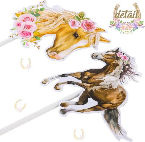 Vista 6 de 36 decoraciones para cupcakes de caballo, decoración de fiesta de cumpleaños de vaquera occidental, decoraciones para cupcakes de cumpleaños