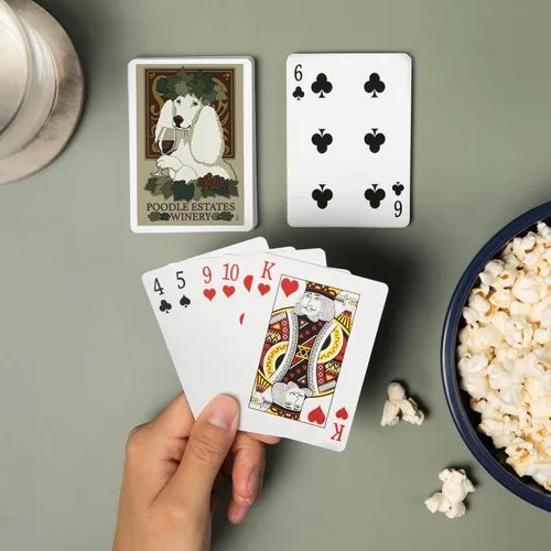 Vista 2 de Lantern Press Caniche, anuncio retro de bodega (52 cartas de juego, baraja de cartas de tamaño póquer con comodines)