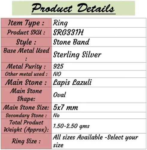 Vista 6 de Goyal Exports SRG331H - Anillo de plata de ley 925 con piedras preciosas hechas a mano para mujeres