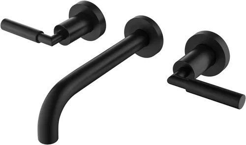 Vista 11 de RBROHANT RB0736D - Grifo de montaje en pared dorado con drenaje desplegable para fregadero sin desbordamiento, grifo de fregadero de baño de doble