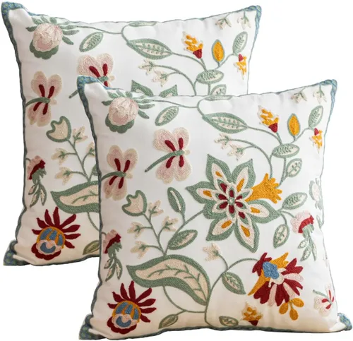 Vista 26 de YIcabinet Paquete de 2 Fundas de Almohadas Decorativas, Fundas de Almohadas Bordadas con Diseño de Hojas y Copos de Nieve, Fundas de Almohadas